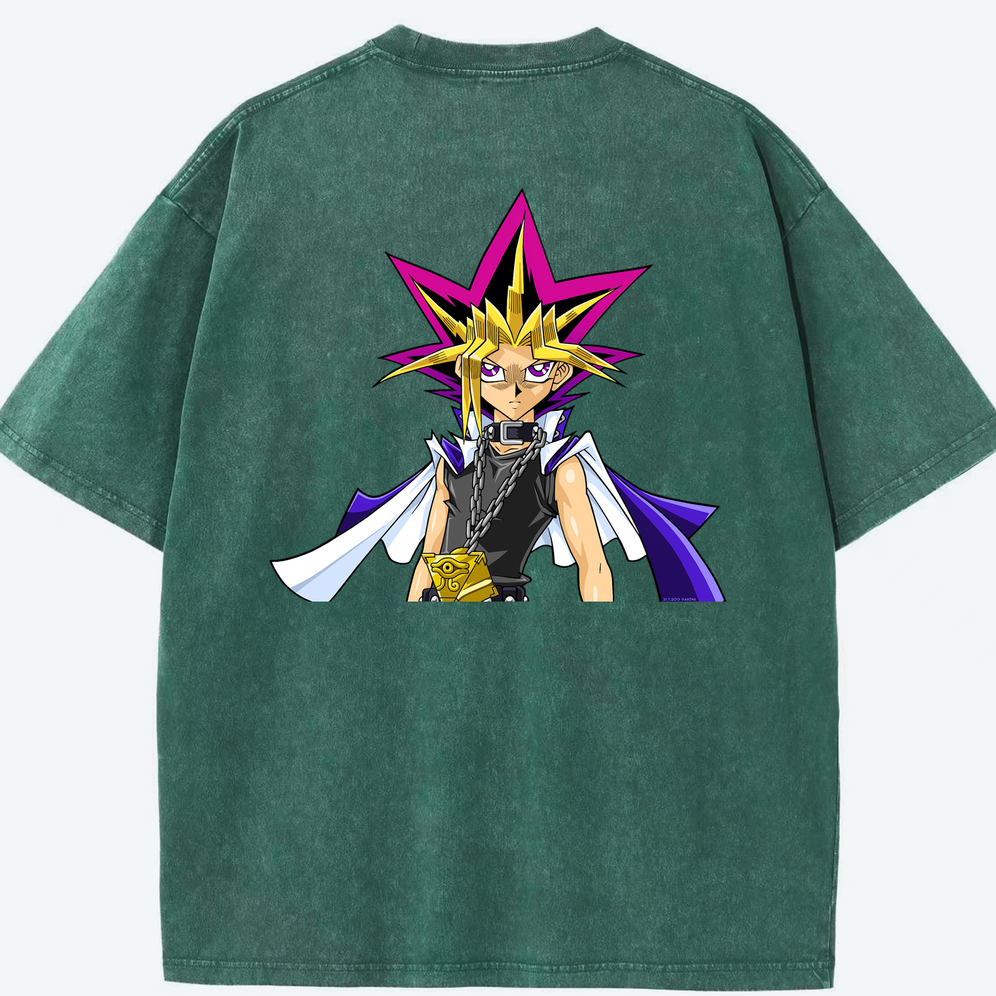 （画像用） 遊☆戯☆王 Yu-Gi-Oh! 綿100% ヴィンテージ風 半袖Tシャツ（背面プリント）